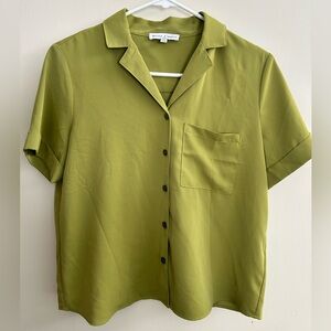 Olive Green Short-Sleeve Button-Down Shirt